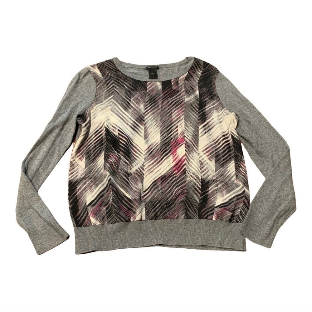 ANN TAYLOR Top Sweater Geometric Print Scoop Neck Size Medium